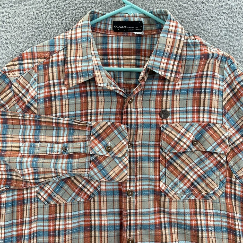 ROCAWEAR Oxford Button Up Shirt Men's‎ XL Long Sleeve Western Cowboy READ